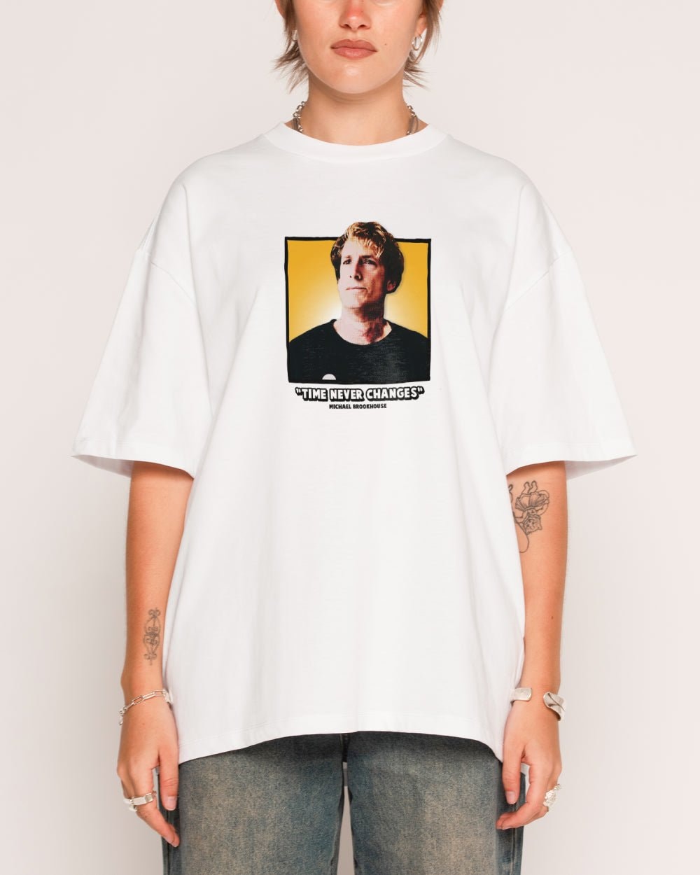 Time Never Changes Oversized Graphic Tee - Unisex 90s Boxy Fit 100% Combed Cotton