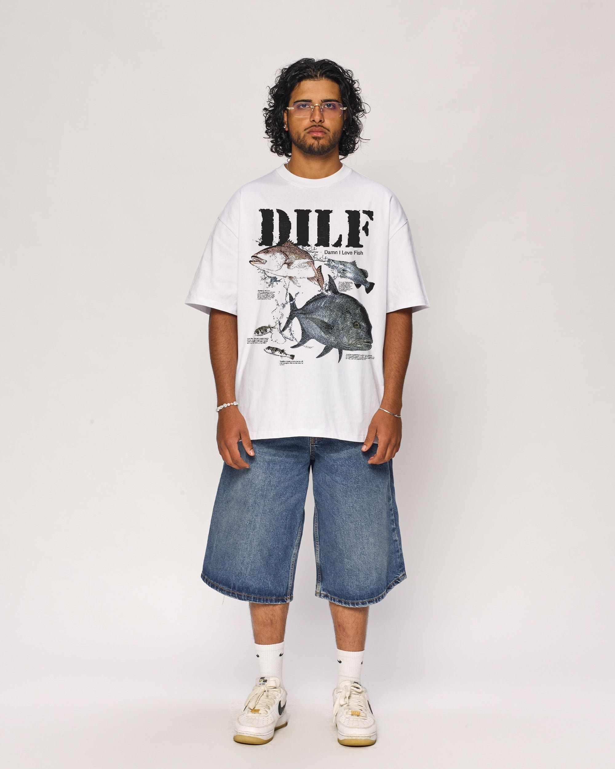 Damn I Love Fish Oversized Graphic Tee - Unisex 100% Combed Cotton 275gsm