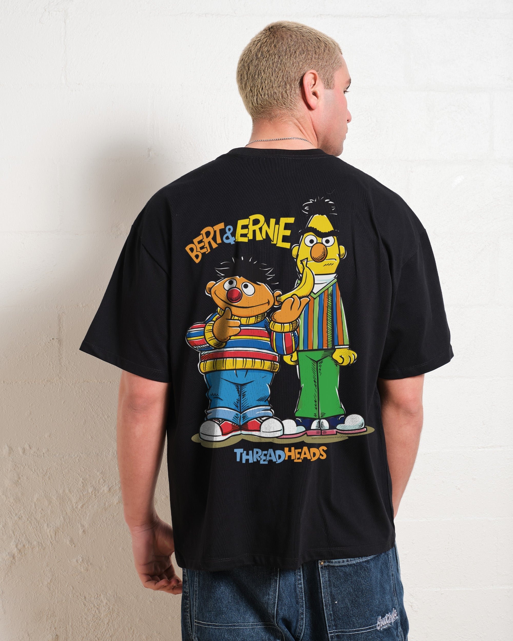 Bert and Ernie Driving Me Bananas Oversized Graphic T-Shirt - Unisex 90s Boxy Fit