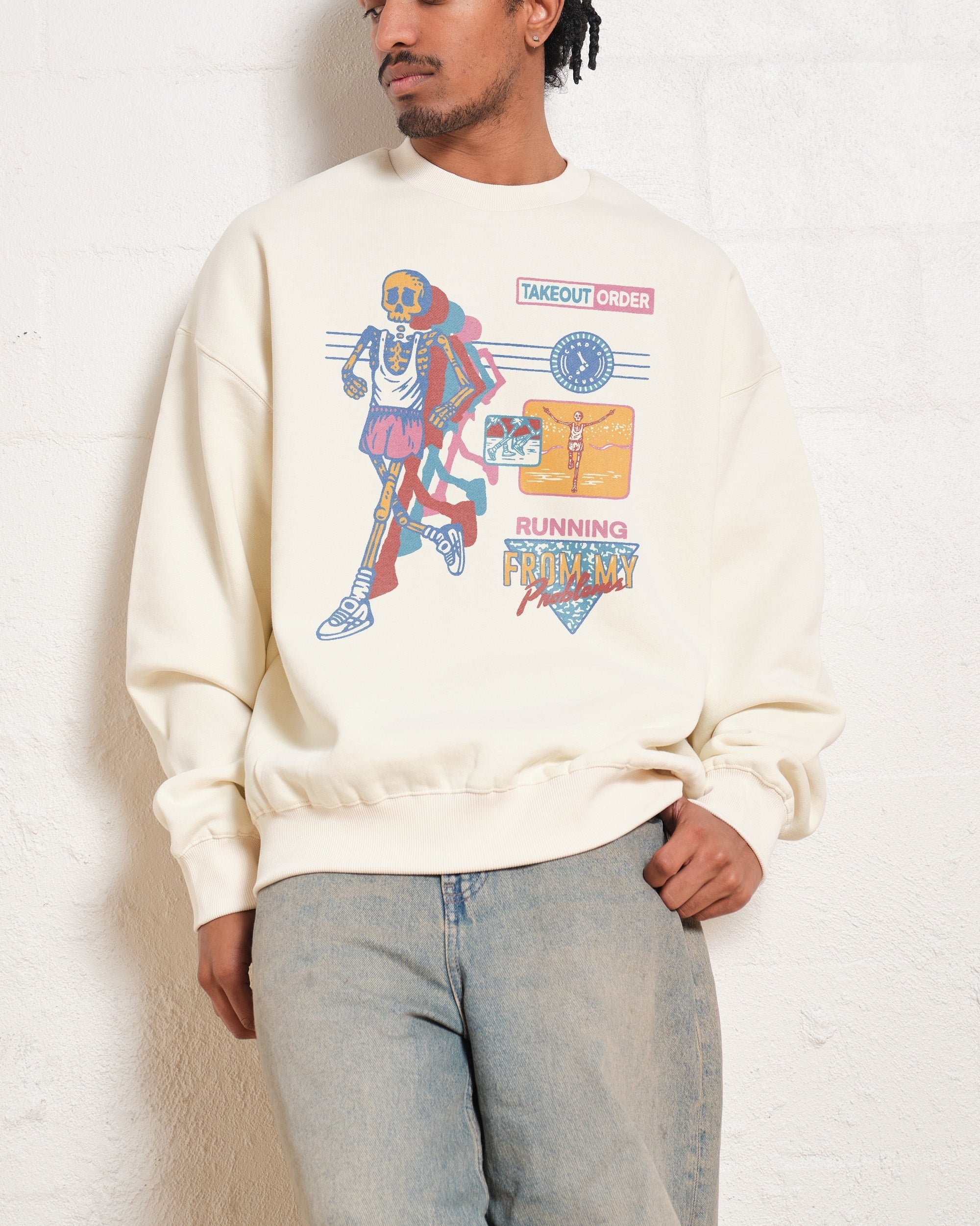 Running From My Problems Unisex Graphic Sweatshirt - 80% Cotton 340gsm
