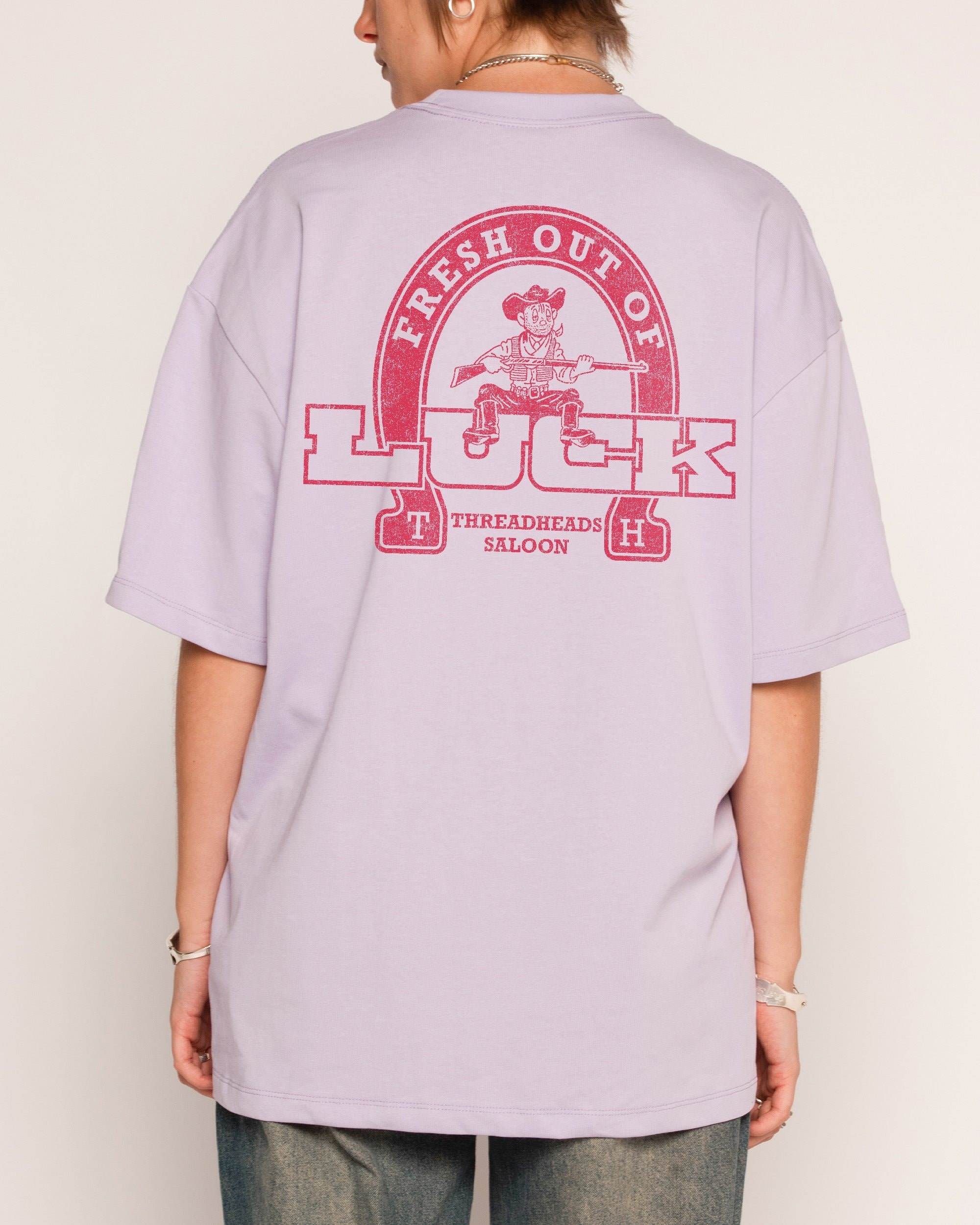 Fresh Out of Luck Oversized Graphic Tee - Unisex 90s Boxy Fit 100% Combed Cotton