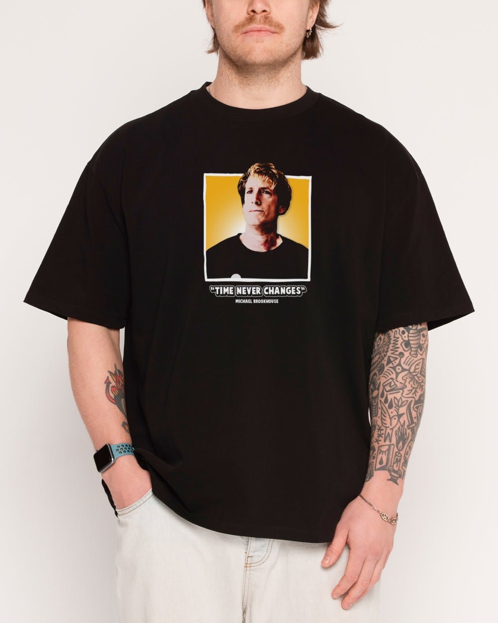 Time Never Changes Oversized Graphic Tee - Unisex 90s Boxy Fit 100% Combed Cotton