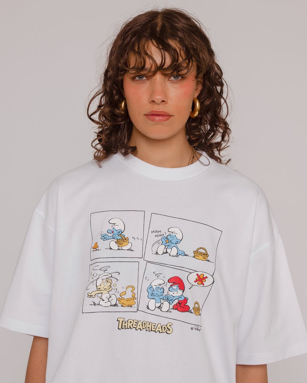Smurfs Mushroom Effects Oversized Graphic Tee - Unisex 100% Combed Cotton