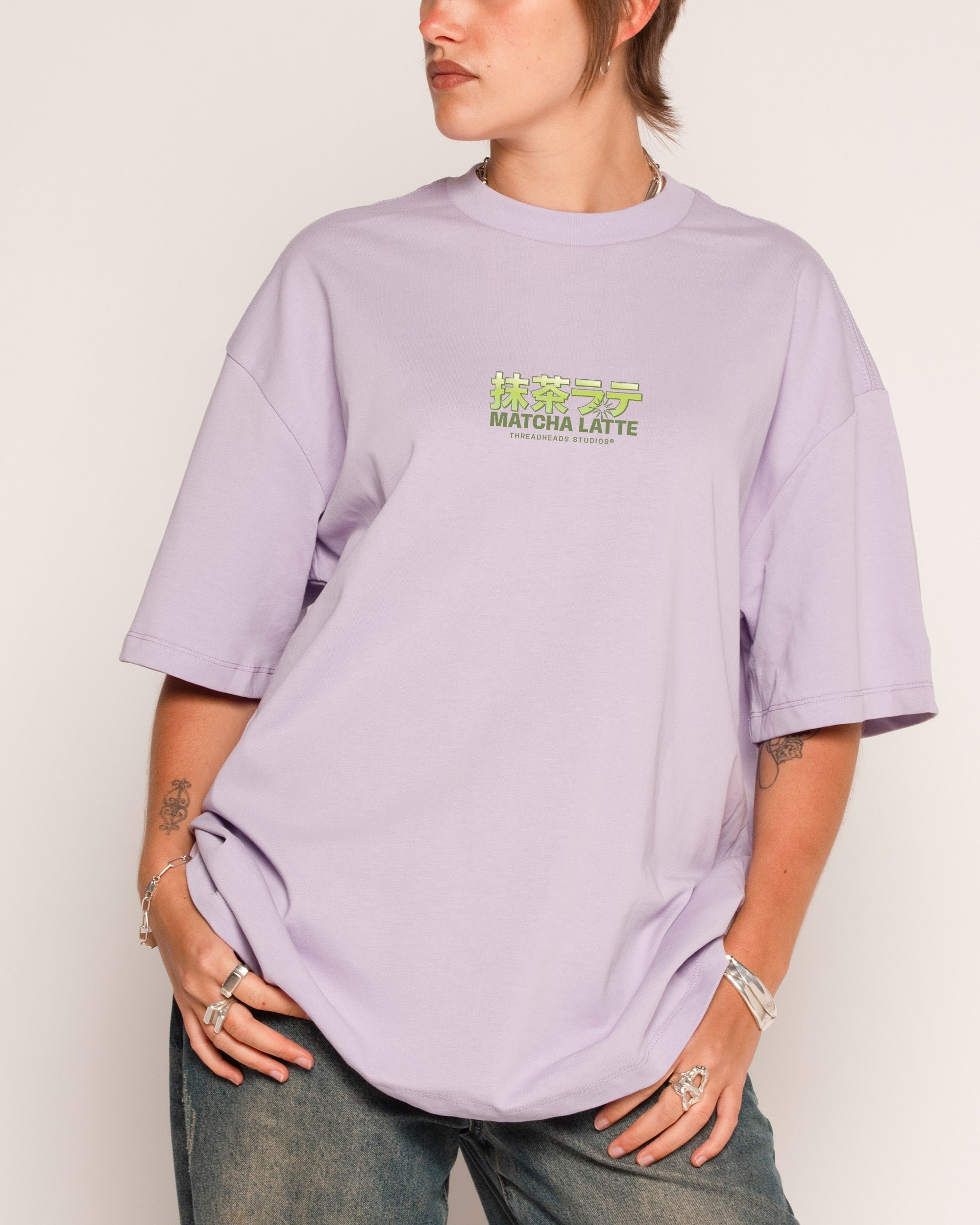 Matcha Latte Oversized Graphic Tee - Threadheads 90s Boxy Fit 100% Combed Cotton