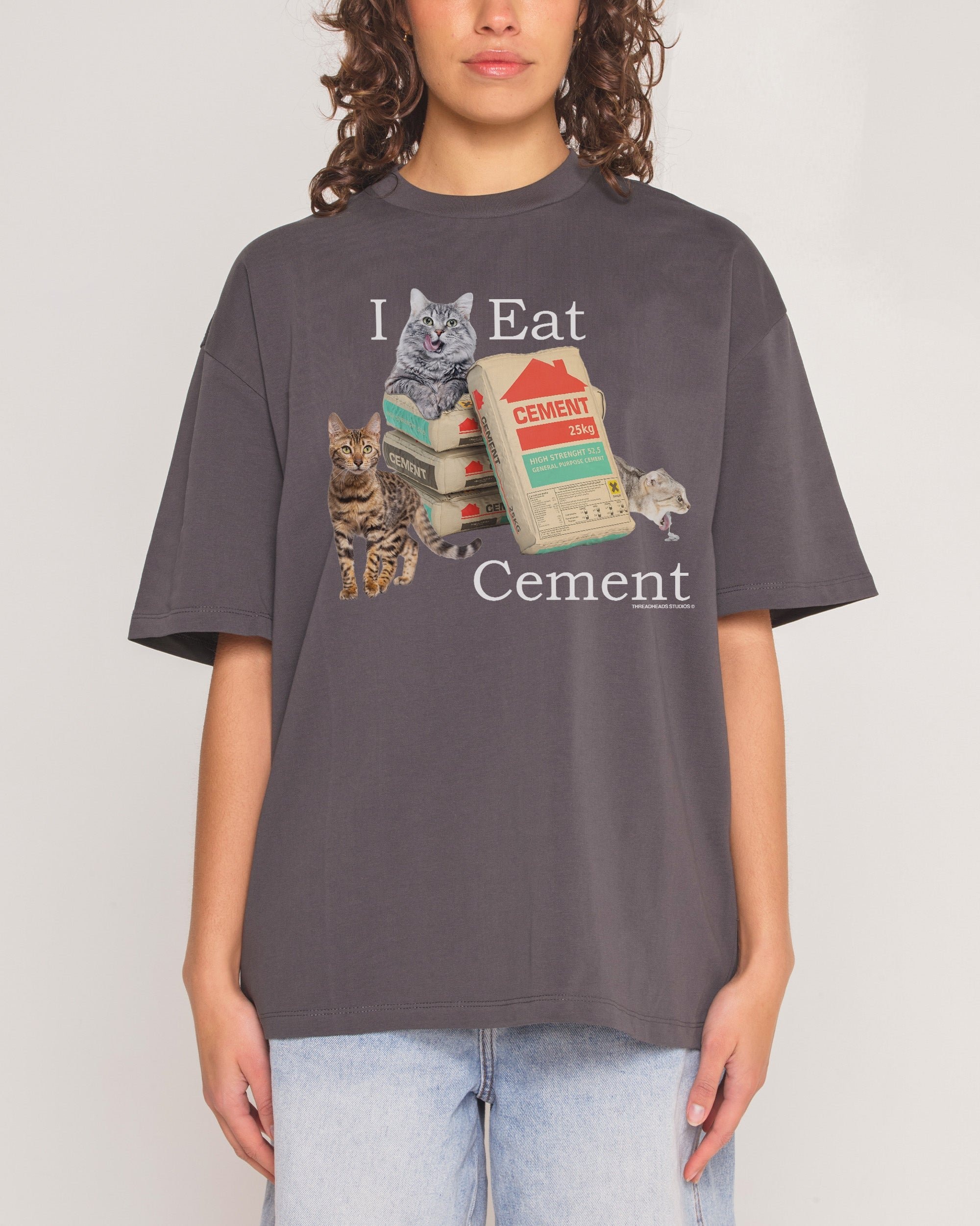 I Eat Cement Oversized Graphic Tee - Unisex 100% Combed Cotton Heavyweight T-Shirt