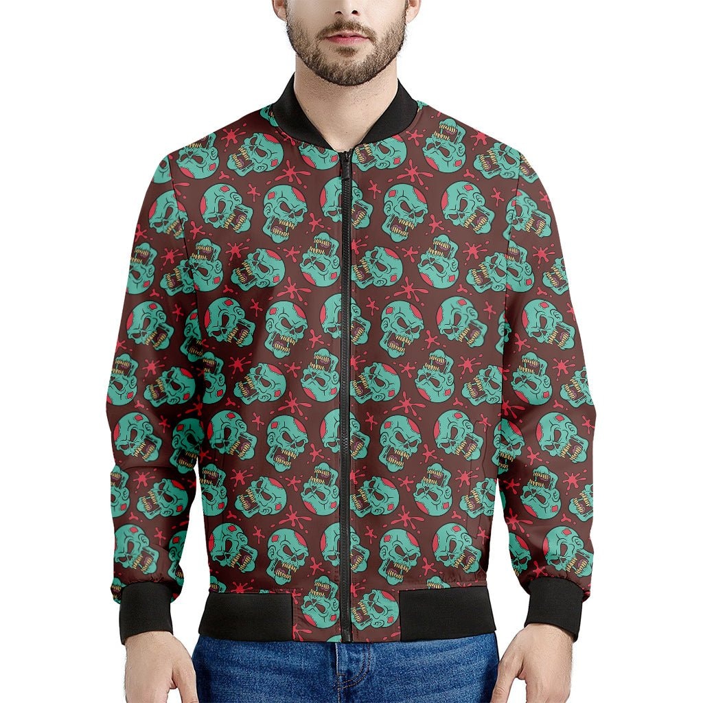 Bloody Zombie Pattern Print Men's Bomber Jacket - GearFrost