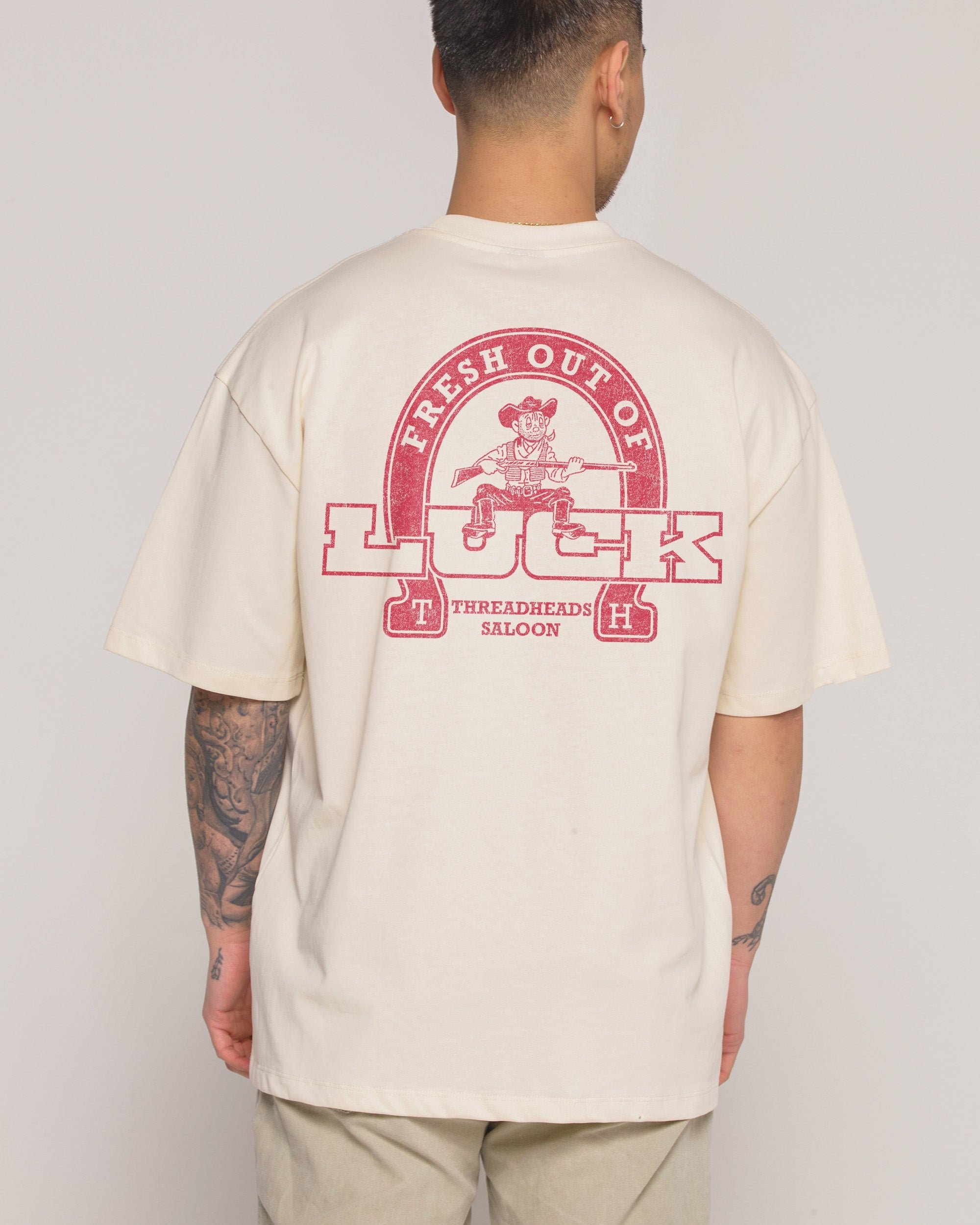 Fresh Out of Luck Oversized Graphic Tee - Unisex 90s Boxy Fit 100% Combed Cotton