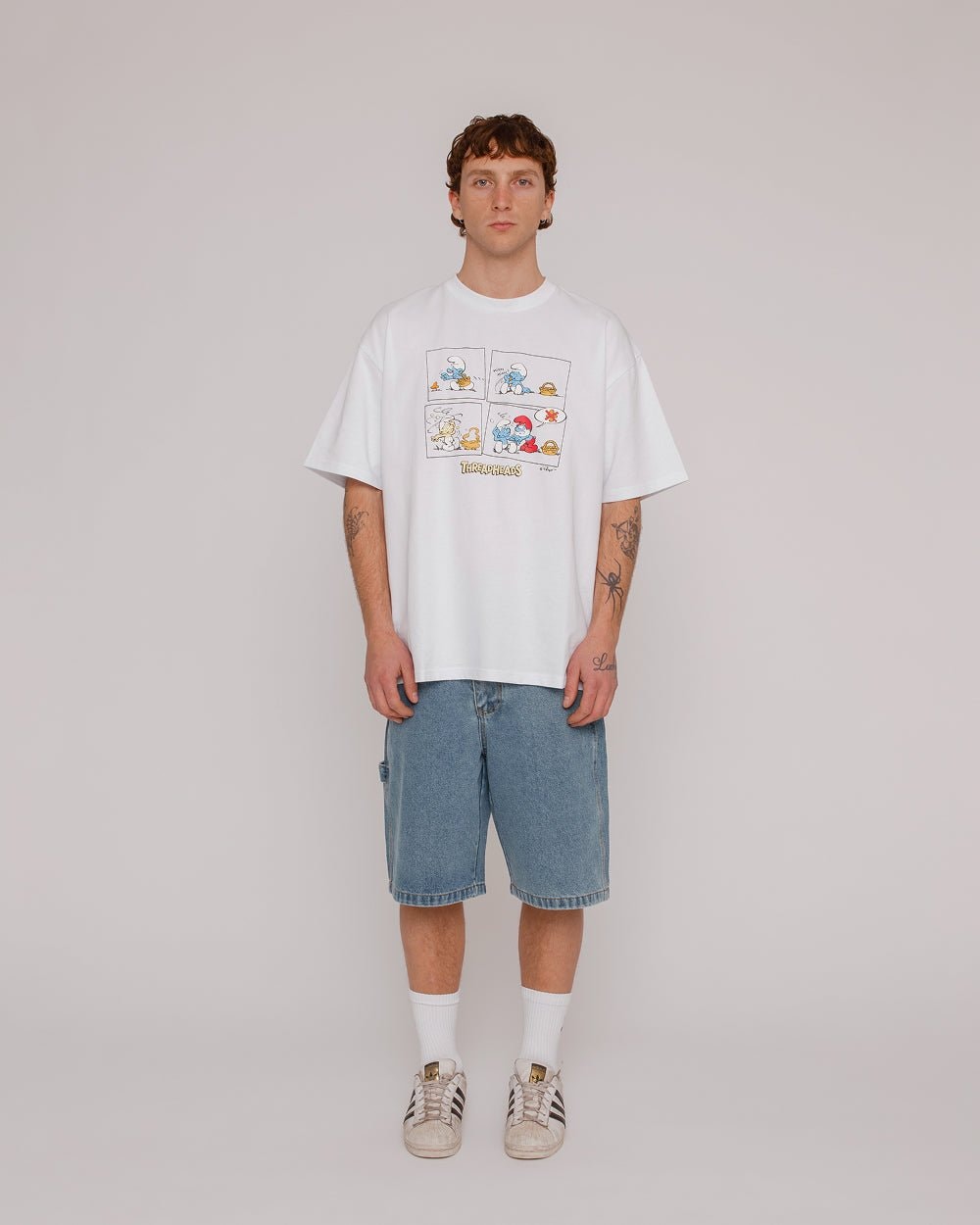 Smurfs Mushroom Effects Oversized Graphic Tee - Unisex 100% Combed Cotton