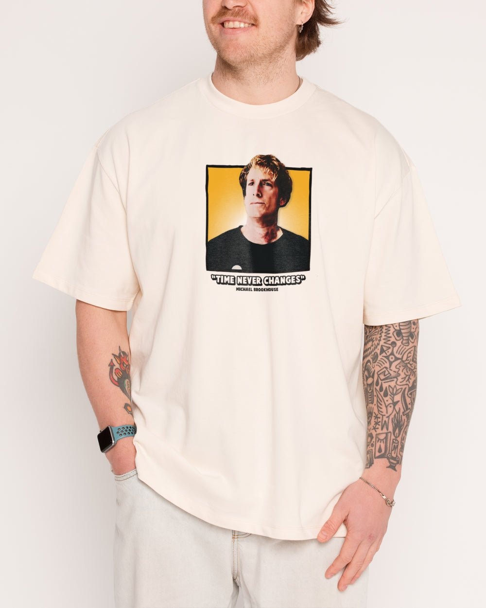 Time Never Changes Oversized Graphic Tee - Unisex 90s Boxy Fit 100% Combed Cotton