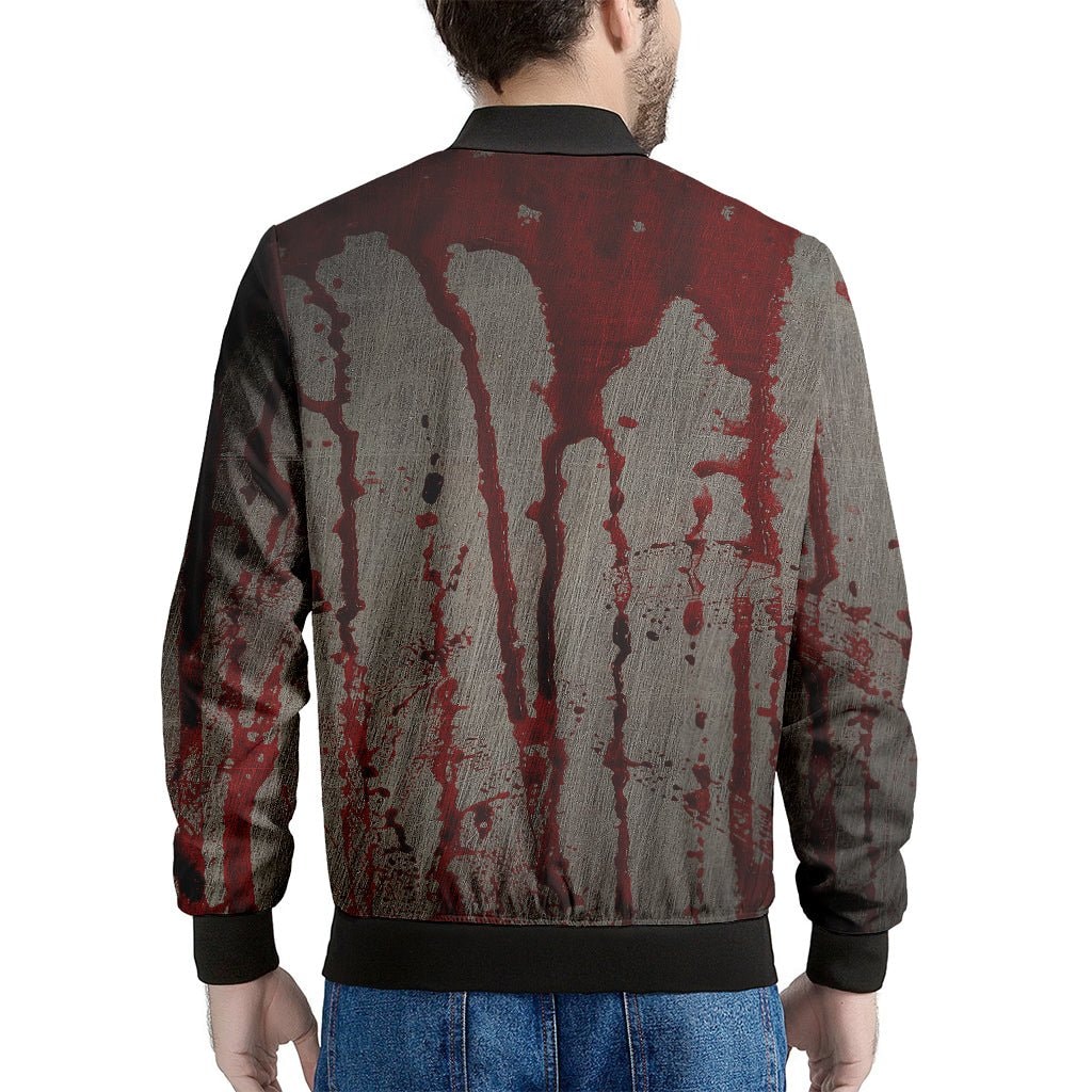 Bloody Metal Wall Print Men's Bomber Jacket - Premium Polyester Blend