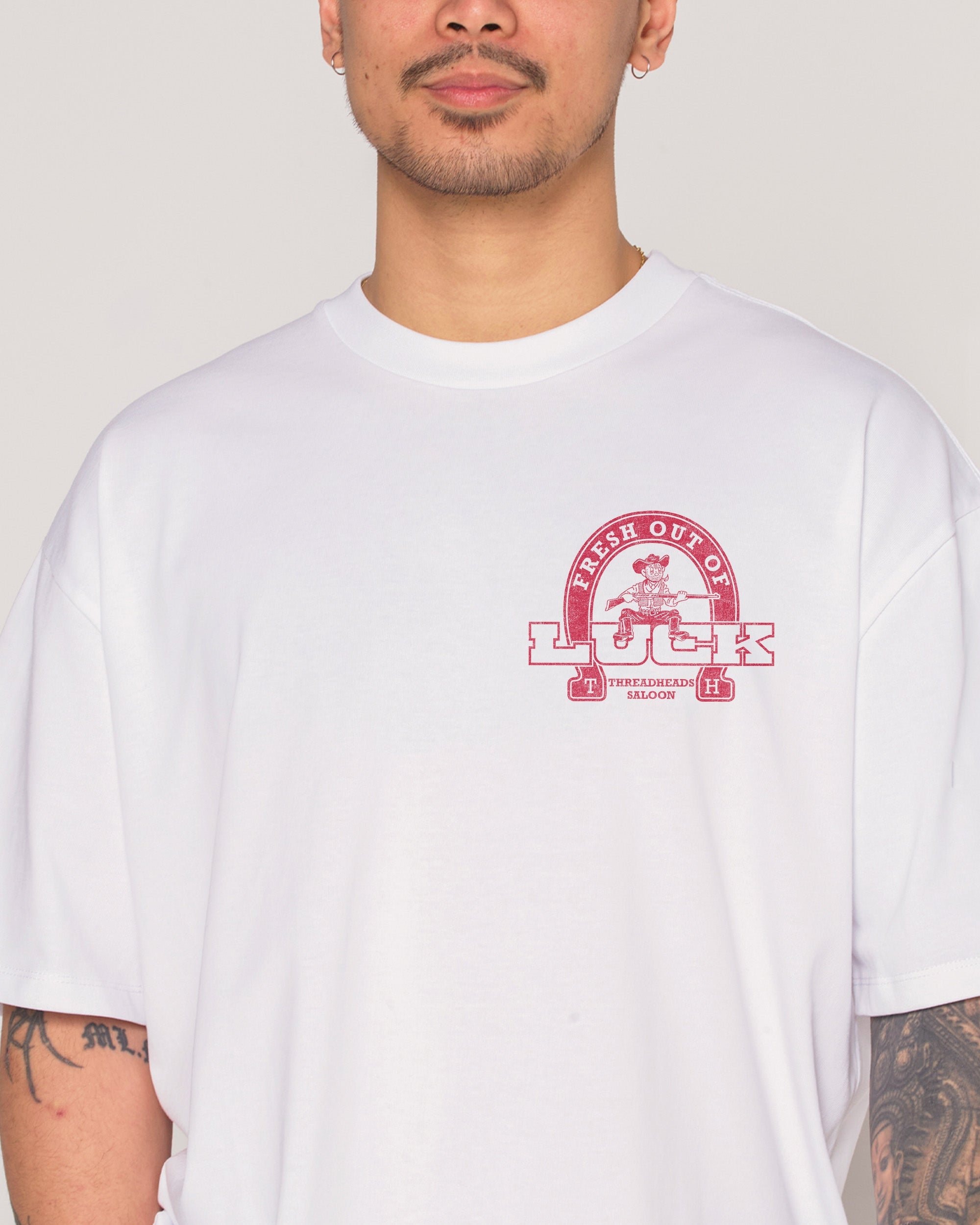 Fresh Out of Luck Oversized Graphic Tee - Unisex 90s Boxy Fit 100% Combed Cotton