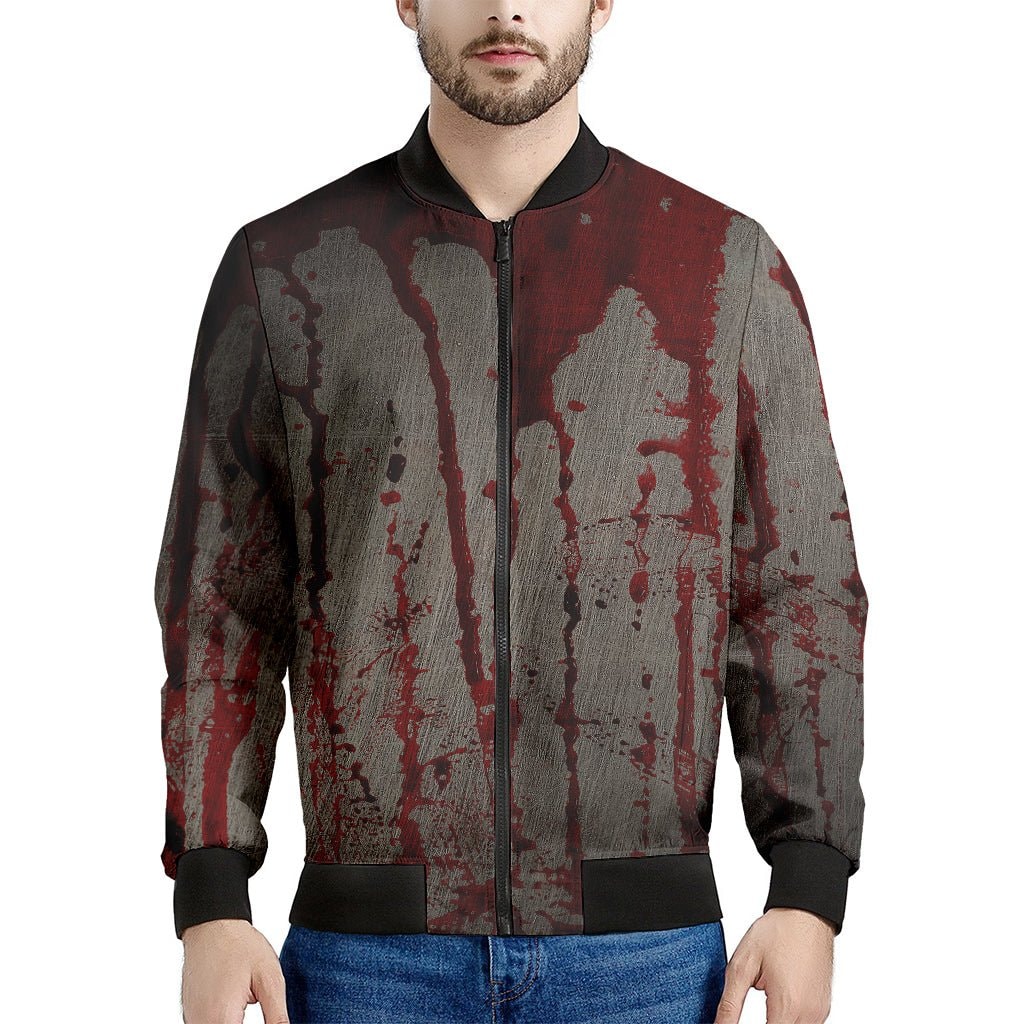 Bloody Metal Wall Print Men's Bomber Jacket - Premium Polyester Blend