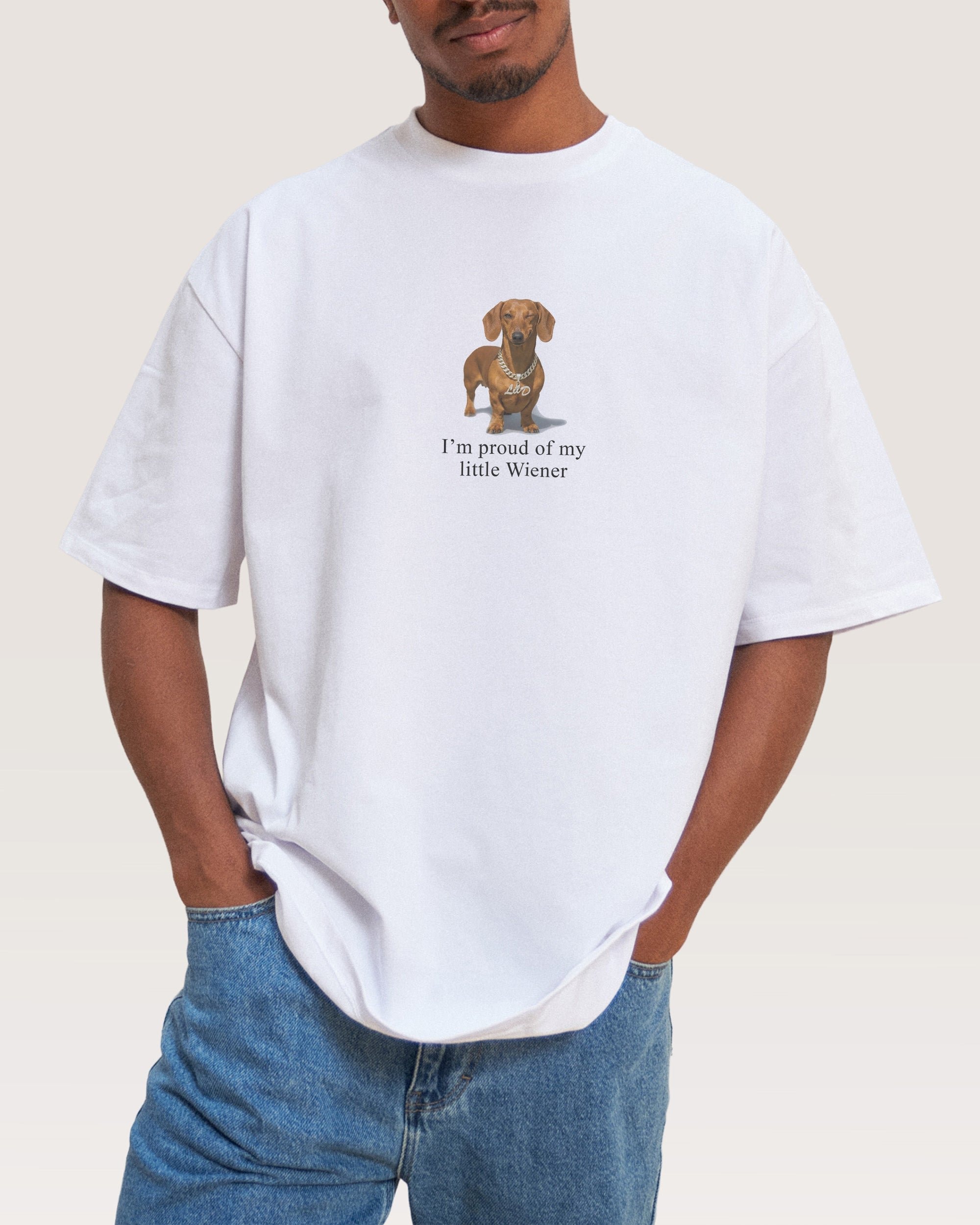 Little Wiener Oversized Graphic Tee - Unisex 90s Boxy Fit 100% Combed Cotton