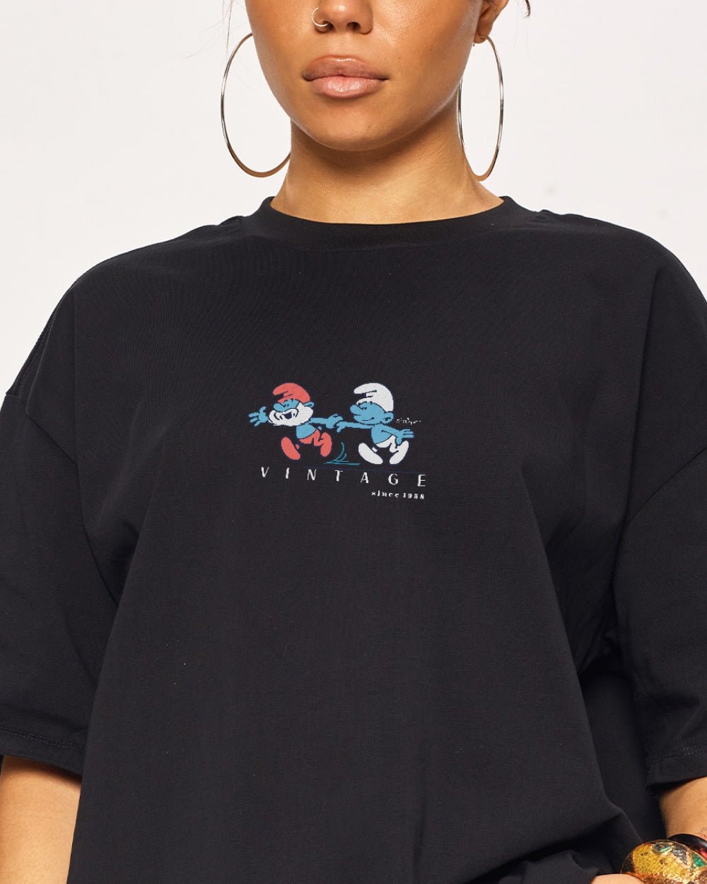 Call Me Papa Oversized Smurfs Graphic Tee - Unisex 90s Boxy Fit 100% Combed Cotton